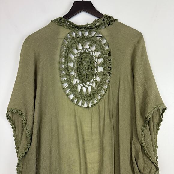 Do Everything in Love Crochet Trim Swim Beach Cover Up Cardigan Green - One Size - Picture 8 of 10